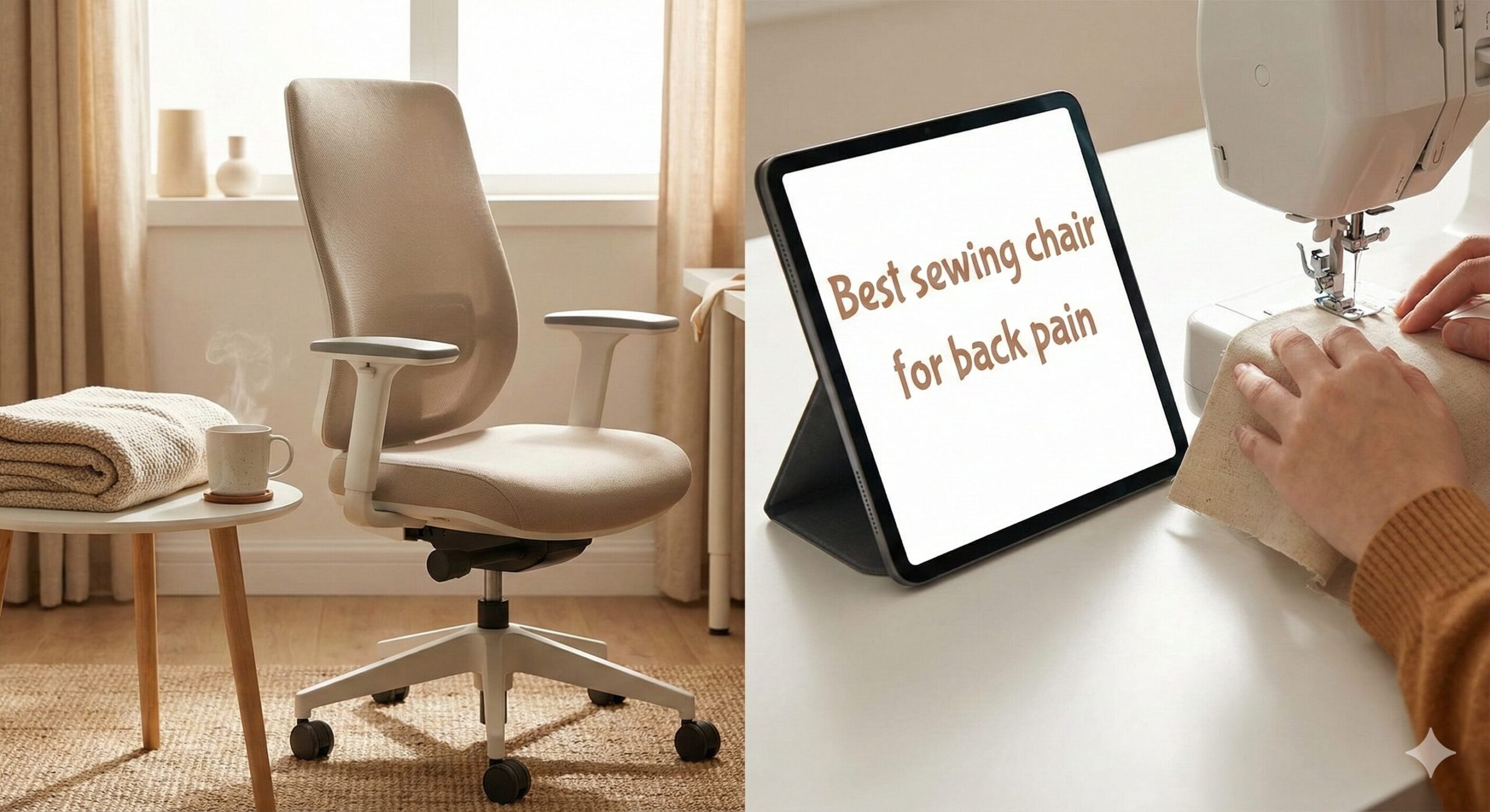 Ergonomic sewing chair in a modern craft room