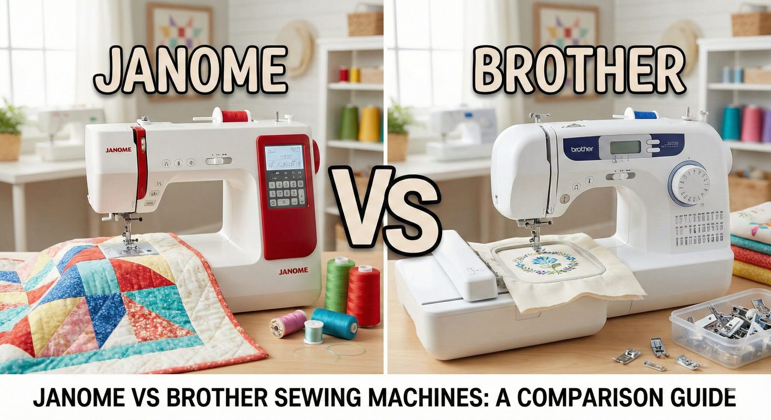Janome vs Brother sewing machines side by side